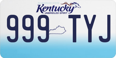 KY license plate 999TYJ
