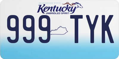 KY license plate 999TYK