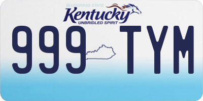 KY license plate 999TYM