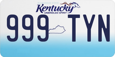 KY license plate 999TYN
