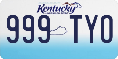 KY license plate 999TYO