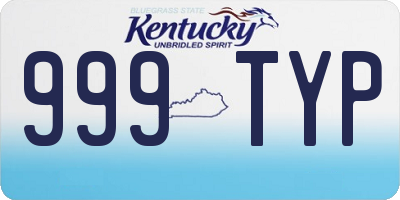 KY license plate 999TYP