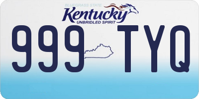 KY license plate 999TYQ