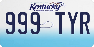 KY license plate 999TYR