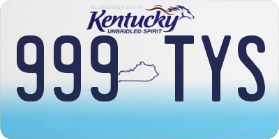 KY license plate 999TYS