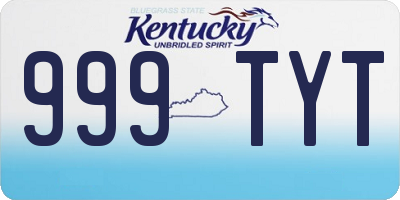 KY license plate 999TYT