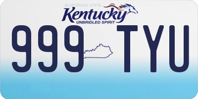 KY license plate 999TYU
