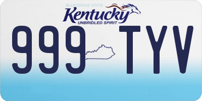 KY license plate 999TYV