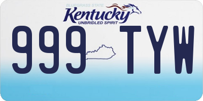 KY license plate 999TYW