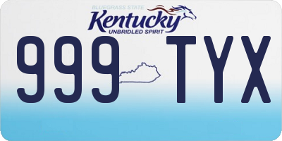 KY license plate 999TYX