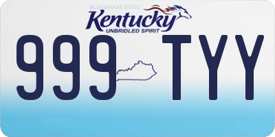 KY license plate 999TYY
