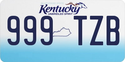 KY license plate 999TZB
