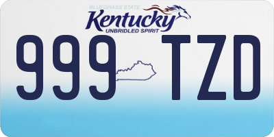 KY license plate 999TZD