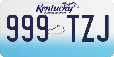KY license plate 999TZJ