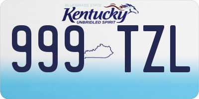 KY license plate 999TZL