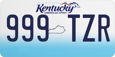 KY license plate 999TZR