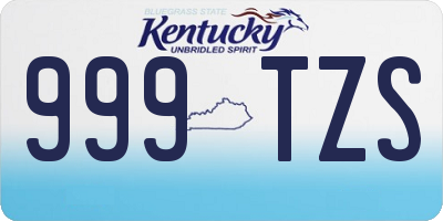 KY license plate 999TZS
