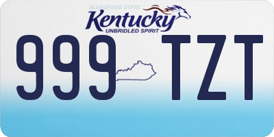 KY license plate 999TZT