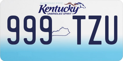 KY license plate 999TZU