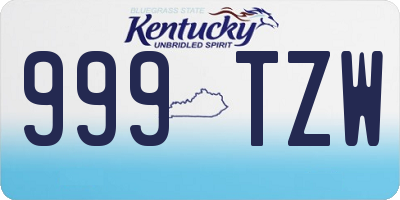 KY license plate 999TZW