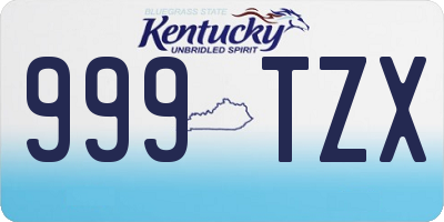 KY license plate 999TZX