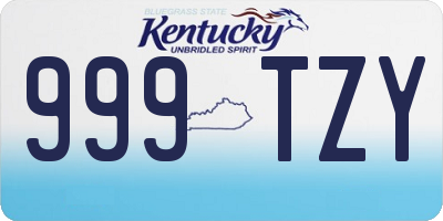 KY license plate 999TZY