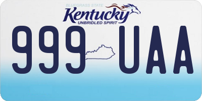 KY license plate 999UAA