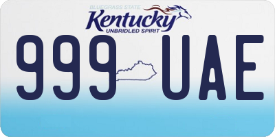 KY license plate 999UAE