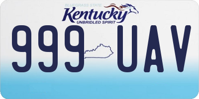 KY license plate 999UAV