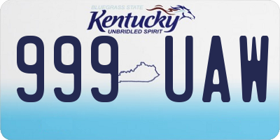 KY license plate 999UAW