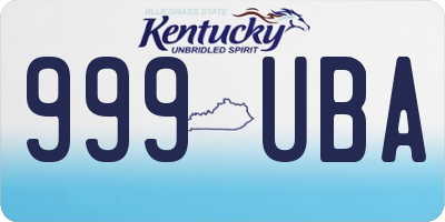 KY license plate 999UBA