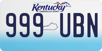 KY license plate 999UBN