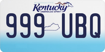 KY license plate 999UBQ
