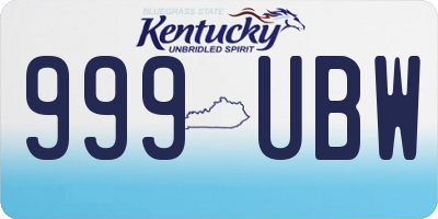 KY license plate 999UBW