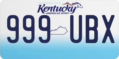 KY license plate 999UBX