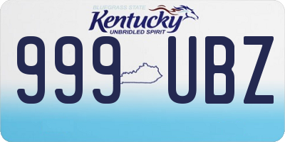 KY license plate 999UBZ
