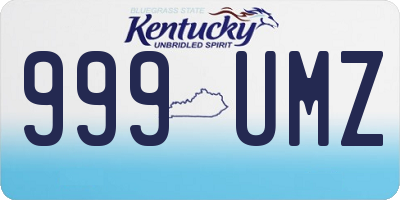 KY license plate 999UMZ