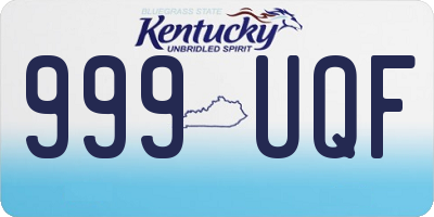 KY license plate 999UQF