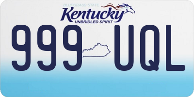 KY license plate 999UQL