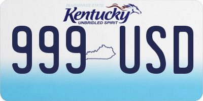 KY license plate 999USD