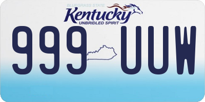 KY license plate 999UUW