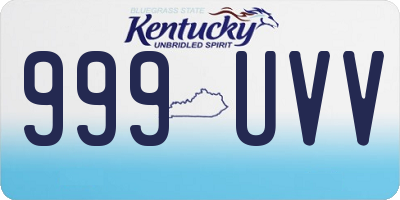 KY license plate 999UVV