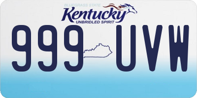 KY license plate 999UVW