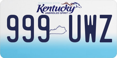 KY license plate 999UWZ