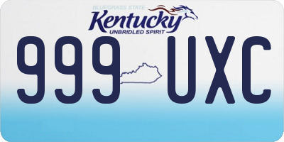 KY license plate 999UXC