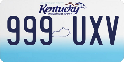 KY license plate 999UXV