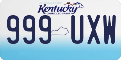 KY license plate 999UXW