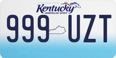 KY license plate 999UZT