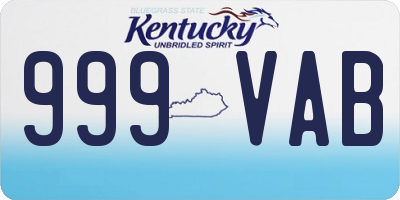 KY license plate 999VAB