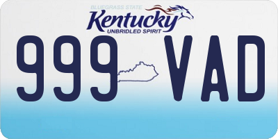 KY license plate 999VAD